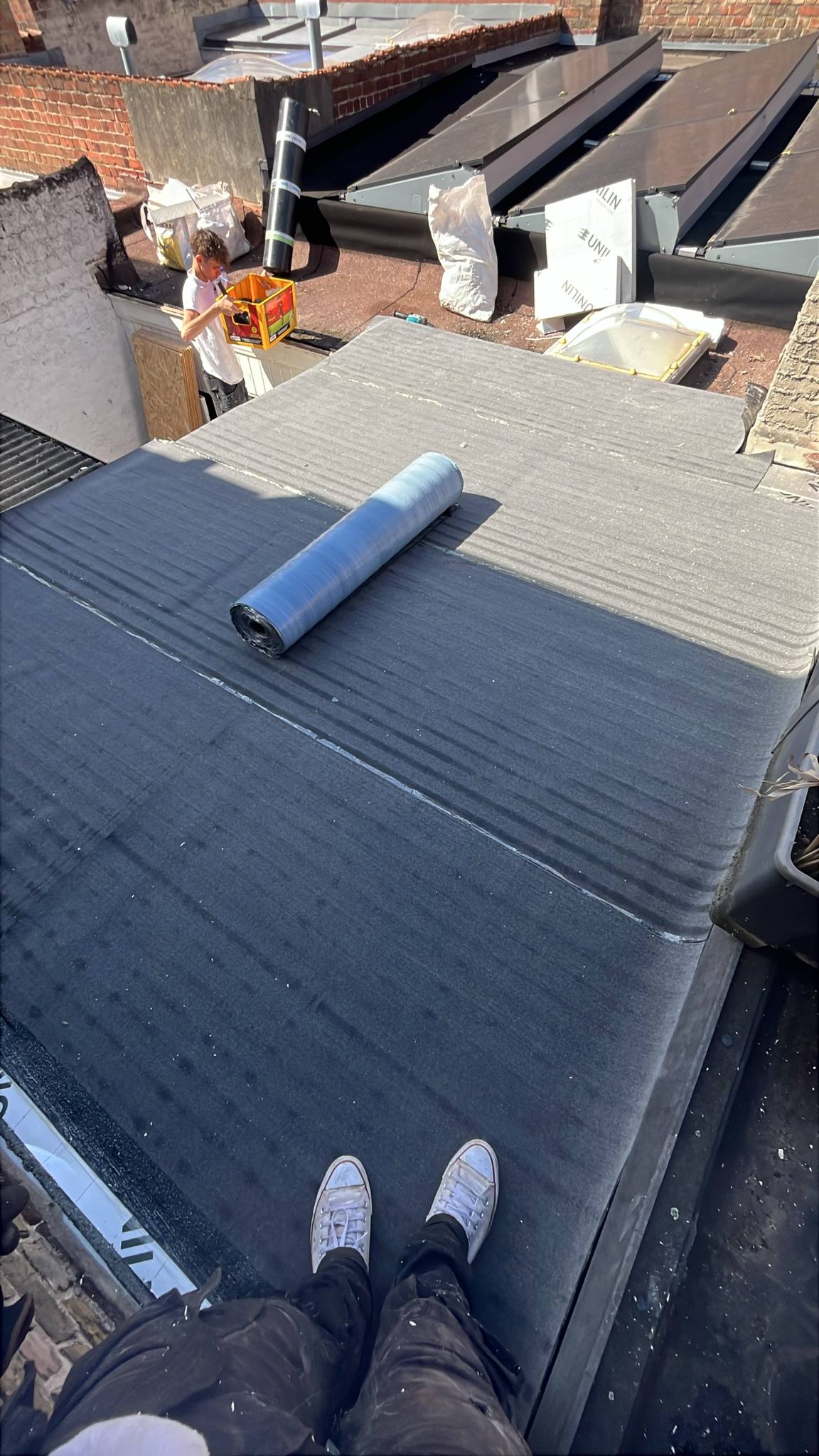 Platdakrenovatie Brugge - nieuwe OSB platen